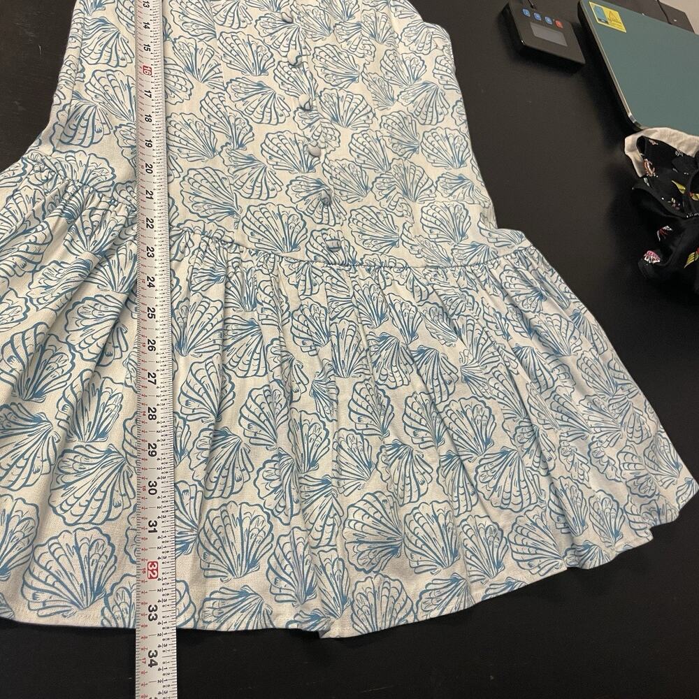 WAYF Sun Dress Coastal Beach Shell Vacation Womens Size M NWT Linen M Blue White - Picture 12 of 12